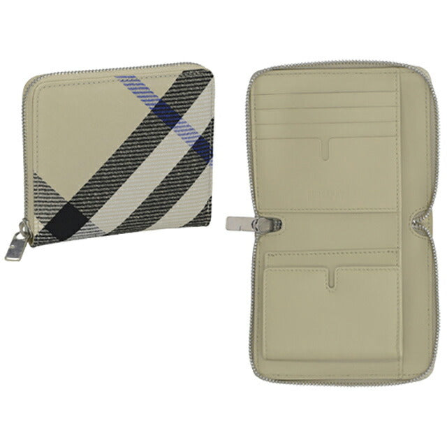 バ-バリ- 二つ折り財布 メンズ レディース ブランド BURBERRY チェック 8087322 ベージュ 8087322