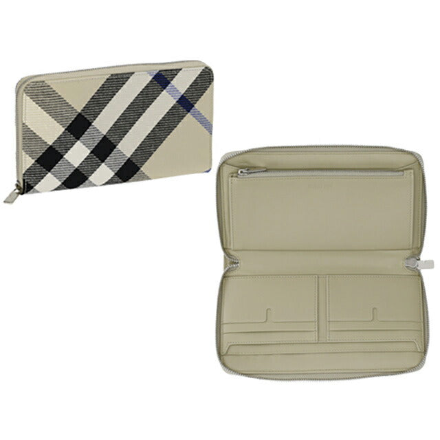 バ-バリ- 長財布 メンズ ブランド BURBERRY チェック 8087323 ベージュ 8087323