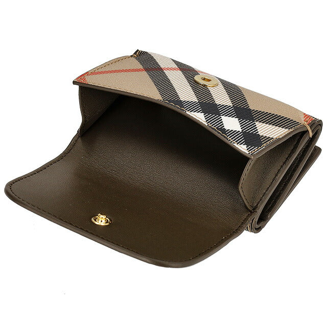 バ-バリ- 三つ折り財布 レディース ブランド BURBERRY チェック 8095291 ベージュ 8095291
