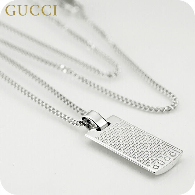 グッチ ネックレス メンズ レディース ブランド GUCCI ディアマンテ プレート ロゴ 843607 J8400 0818 シルバー アクセサリー 843607-J8400-0818