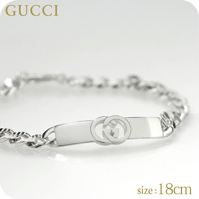 グッチ ブレスレット メンズ レディース ブランド GUCCI インターロッキング チェーン ロゴ 853978 J8400 0818 シルバー アクセサリー 853978-J8400-0818-18