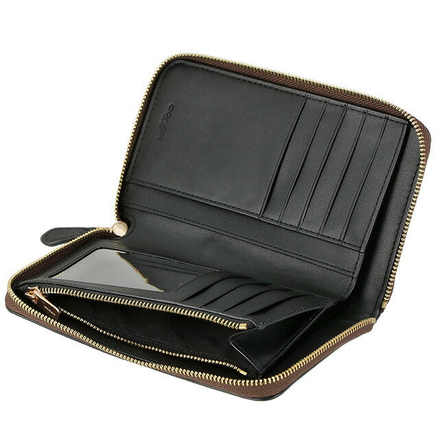 コーチ 二つ折り財布 レディース ブランド COACH シグネチャー 88913 IMAA8 1 ダークブラウン/ブラック 88913-IMAA8-1