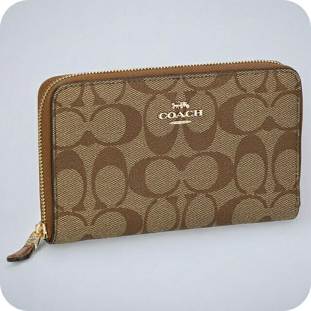 COACH 二つ折り財布 カーキベージュ レディース 88913 IME74 コーチ 長財布 財布 レディース シグネチャー カーキベージュ
