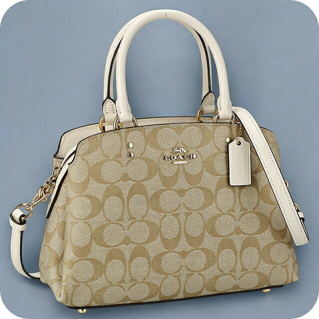 コーチ ハンドバッグ レディース ブランド COACH シグネチャー レザー 91494 IMDQC 1 ベージュ/ホワイト 91494-IMDQC-1