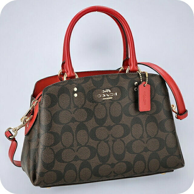 コーチ ハンドバッグ レディース ブランド COACH シグネチャー レザー 91494 IMRVQ 1 ダークブラウン/レッド 91494-IMRVQ-1