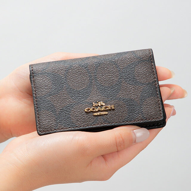 コーチ 名刺入れ レディース ブランド COACH シグネチャー 91681 IMAA8 1 ブラウン/ブラック 91681-IMAA8-1