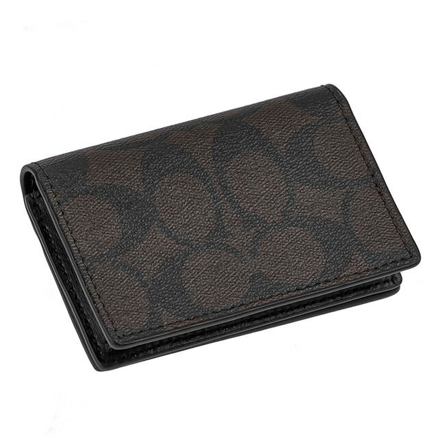 コーチ 名刺入れ レディース ブランド COACH シグネチャー 91681 IMAA8 1 ブラウン/ブラック 91681-IMAA8-1