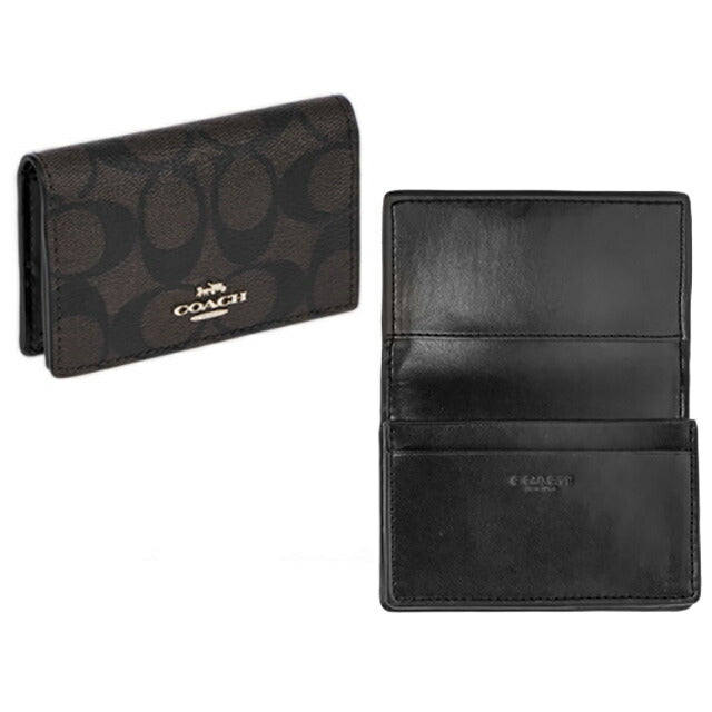 コーチ 名刺入れ レディース ブランド COACH シグネチャー 91681 IMAA8 1 ブラウン/ブラック 91681-IMAA8-1