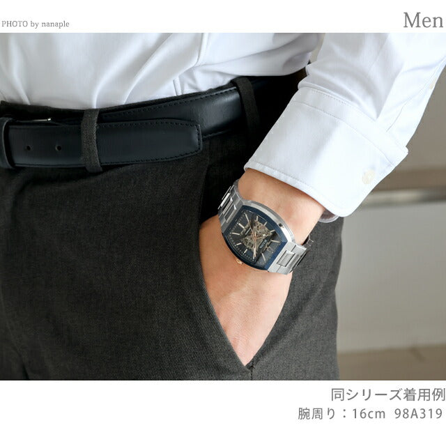 ブローバ クラシック マキナ 自動巻き 腕時計 ブランド メンズ オープンハート BULOVA 98A319 アナログ ネイビー 98A319
