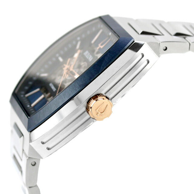 ブローバ クラシック マキナ 自動巻き 腕時計 ブランド メンズ オープンハート BULOVA 98A319 アナログ ネイビー 98A319