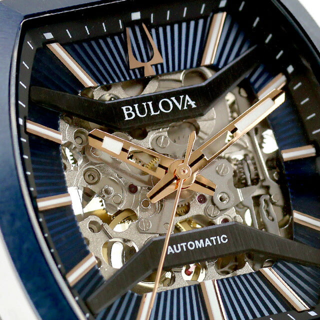 ブローバ クラシック マキナ 自動巻き 腕時計 ブランド メンズ オープンハート BULOVA 98A319 アナログ ネイビー 98A319