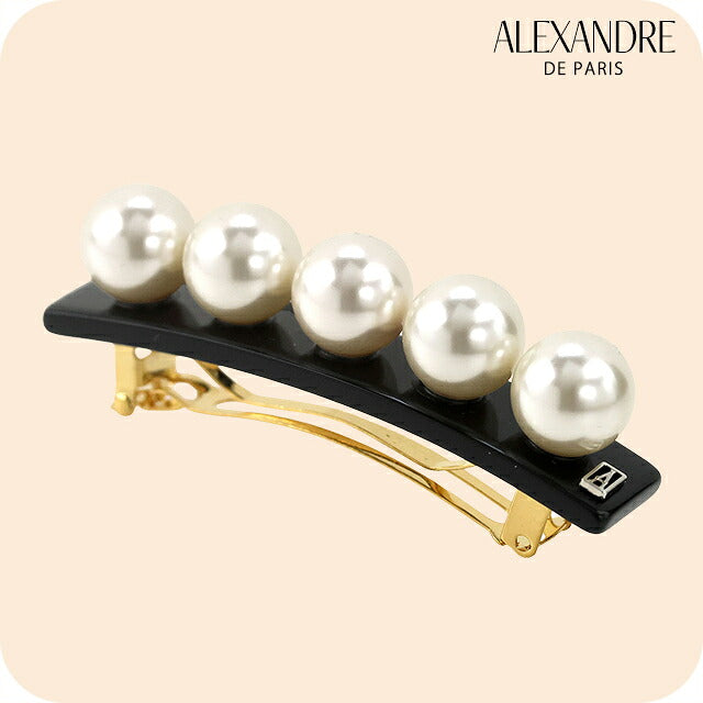 アレクサンドル ドゥ パリ バレッタ レディース ブランド ALEXANDRE DE PARIS ペルル 人工真珠 AA6-16919-05-N2 ブラック ヘアアクセサリー AA6-16919-05-N2