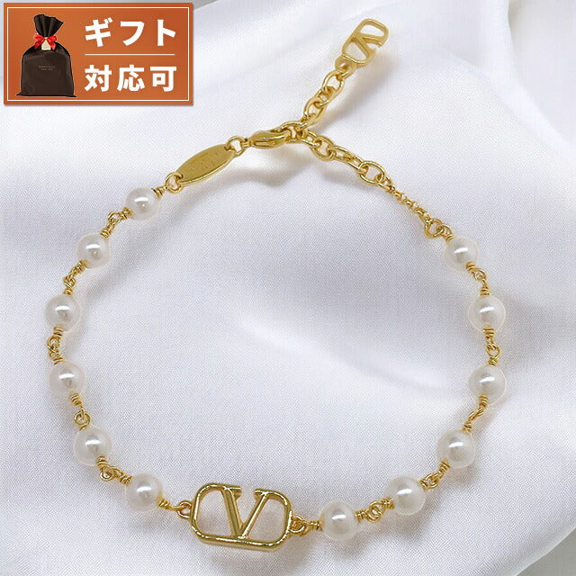 VALENTINO パール ゴールド ロゴブレスレット ヴァレンティノ VALENTINO 5W2J0W82 DHC 0O3 Vロゴ シグネチャー