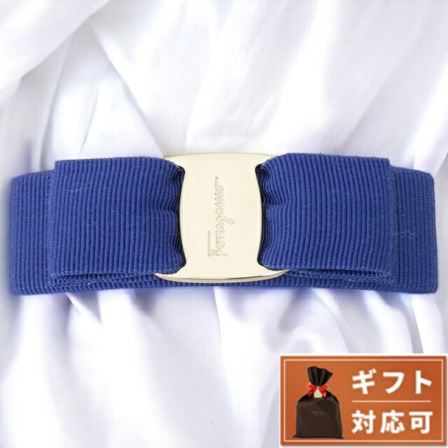 フェラガモ　バレッタ　ネイビー サルヴァトーレフェラガモ バレッタ ネイビー ゴールド金具