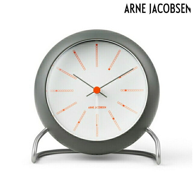 アルネ ヤコブセン 11cm クォーツ 電池式 置時計 ブランド メンズ レディース ARNE JACOBSEN AJ43694 アナログ ダークグレー 白 AJ43694