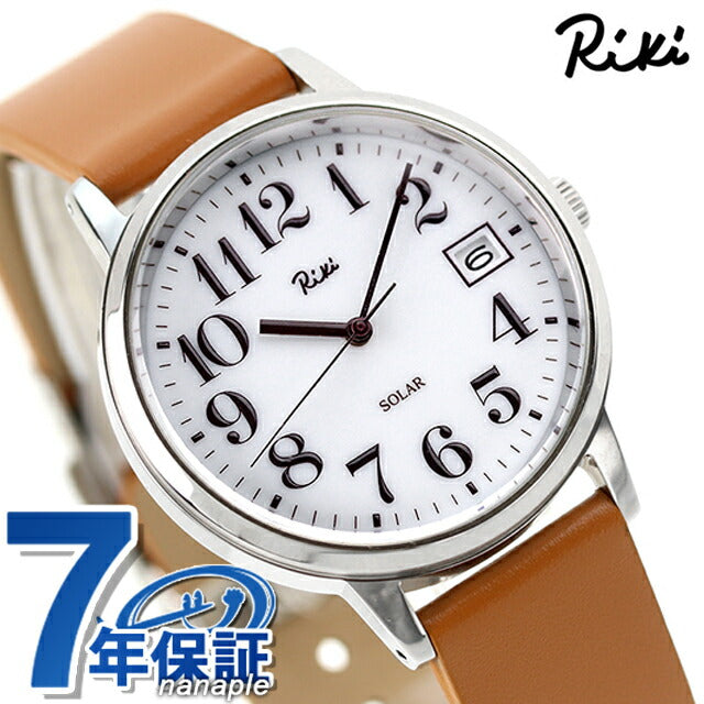 Seiko Alba Riki标准太阳能太阳能观看品牌男士女性皮带Seiko AKPD402模拟白色浅棕色AKPD402