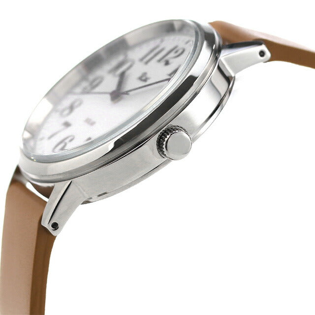 Seiko Alba Riki标准太阳能太阳能观看品牌男士女性皮带Seiko AKPD402模拟白色浅棕色AKPD402