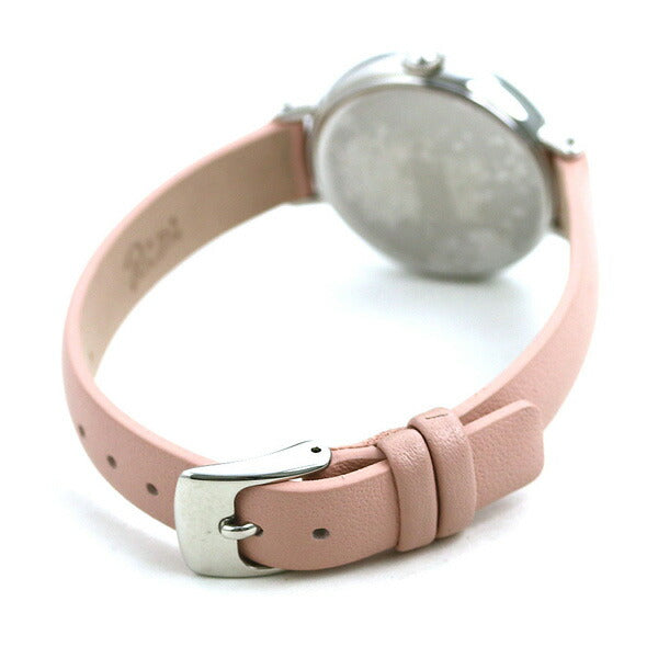 女性的精工手表品牌Seiko Seiko腌制锁粉红色花色Akqk447 Alba Riki皮革表带AKQK447