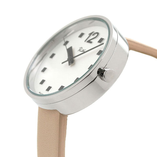 Seiko Alba Riki女士观看品牌公共时钟AKQK460 Seiko White Beige皮革皮带AKQK460