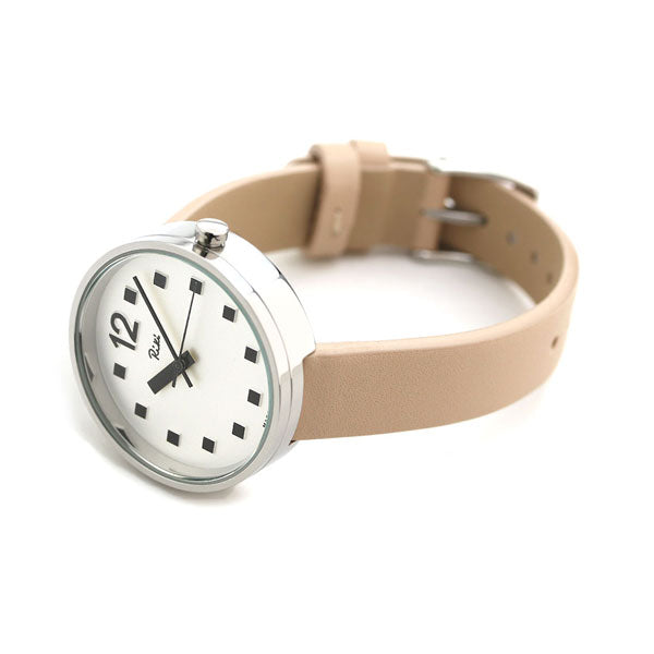 Seiko Alba Riki女士观看品牌公共时钟AKQK460 Seiko White Beige皮革皮带AKQK460