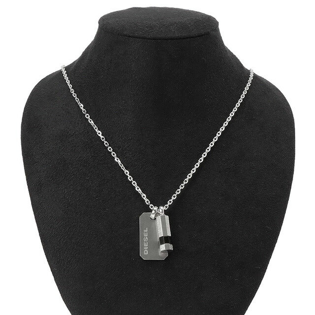 ディーゼル DIESEL DX1156040 ロゴプレート ボルト ネックレス ペンダント シルバー/ブラック メンズ アクセサリー ブレイブマン(モヒカン) ANDE00197M