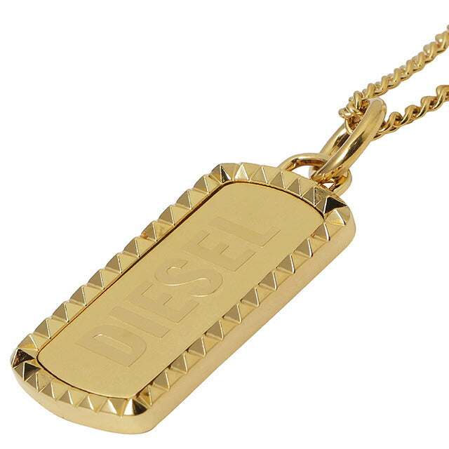 ディーゼル DIESEL DX1456710 ロゴ ドッグタグ プレート ネックレス ペンダント ステンレススチール ゴールド メンズ アクセ ANDE00200M