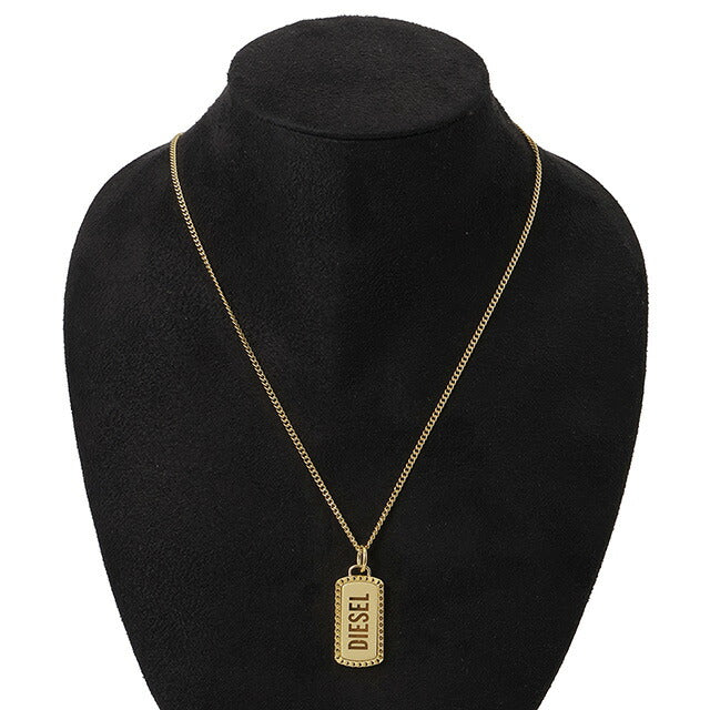 ディーゼル DIESEL DX1456710 ロゴ ドッグタグ プレート ネックレス ペンダント ステンレススチール ゴールド メンズ アクセ ANDE00200M