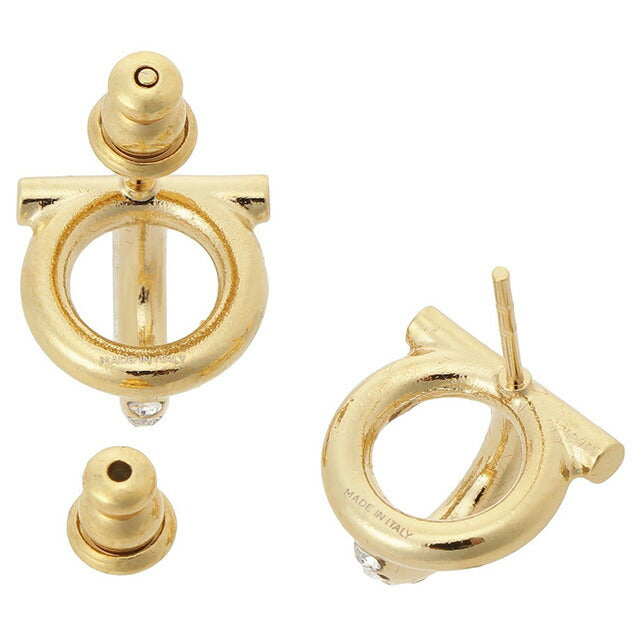 フェラガモ FERRAGAMO 736294 760417 001 ガンチーニ 3D 立体 クリスタル パヴェ スタッド ピアス ゴールド レディース アクセサリー GANCINI APFR00034L
