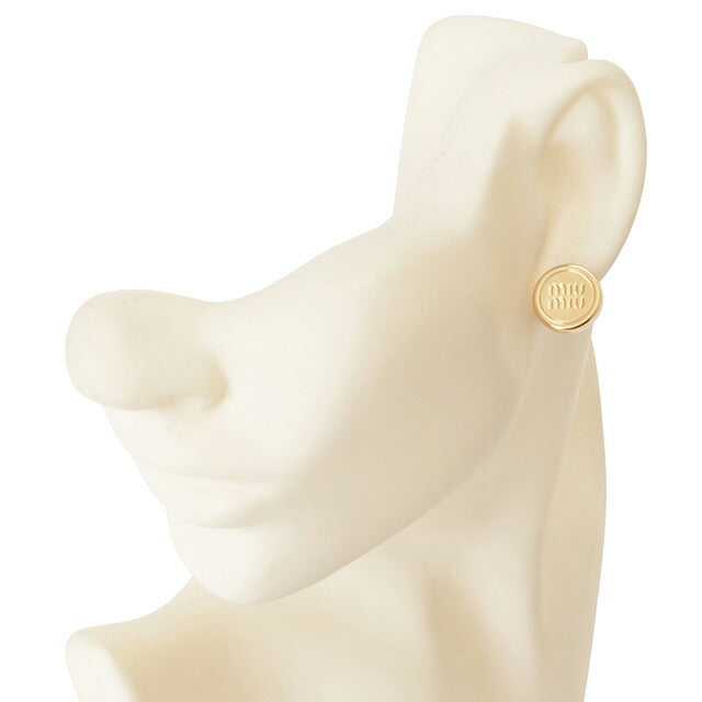 ミュウミュウ MIUMIU 5JO907 2F5I F0056 ロゴ メタル スタッド ピアス ゴールド レディース アクセサリー APMI00016L