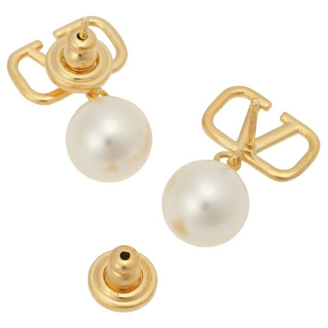 ヴァレンティノ VALENTINO 5W2J0E36 UXM 0O3 Vロゴ シグネチャー メタル パールビーズ スタッド ピアス レディース アクセサリー APVA00019L