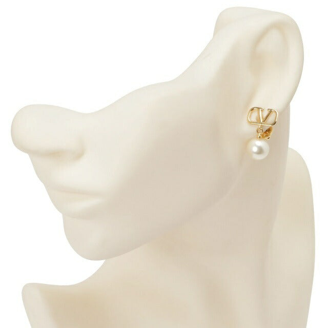 ヴァレンティノ VALENTINO 5W2J0E36 UXM 0O3 Vロゴ シグネチャー メタル パールビーズ スタッド ピアス レディース アクセサリー APVA00019L