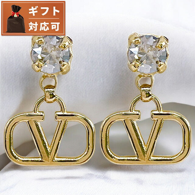 ヴァレンティノ VALENTINO 5W2J0H29 YCW MH5 Vロゴ シグネチャー メタル クリスタル ピアス ゴールド/シルバーシェイド レディース アクセサリー APVA00026L