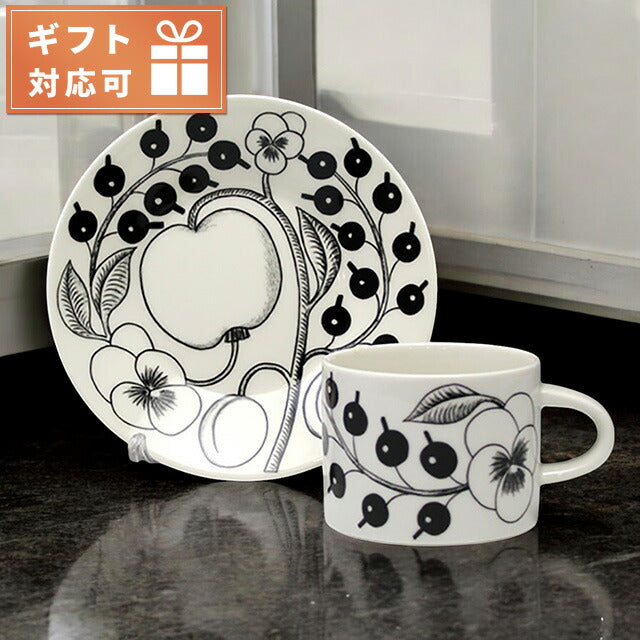 アラビア ティーカップ&ソーサー ブランド ARABIA ティーC/Sセット パラティッシブラック 6677-6678 ブラック-ホワイト 雑貨 ARA6677-6678011