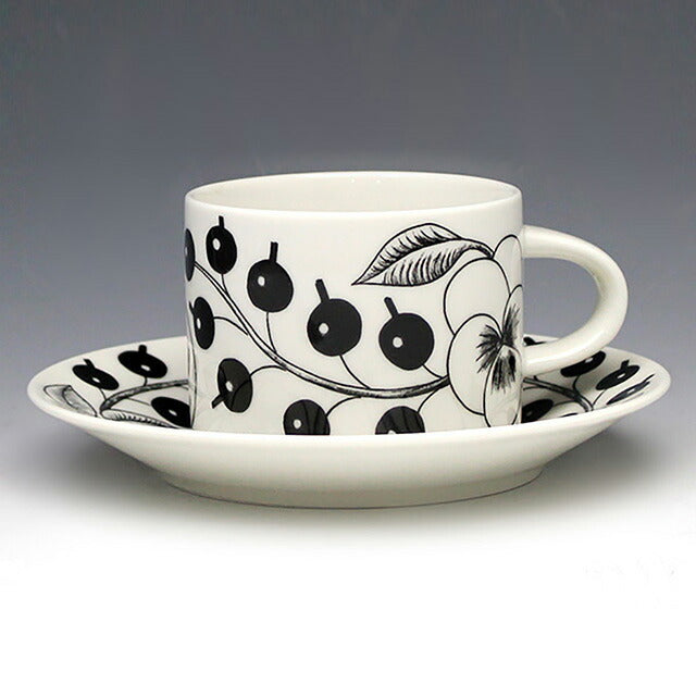 アラビア ティーカップ&ソーサー ブランド ARABIA ティーC/Sセット パラティッシブラック 6677-6678 ブラック-ホワイト 雑貨 ARA6677-6678011