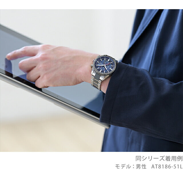 Citizen Act Line Eco Drive太阳能无线电钛男子手表品牌AT8186-51L公民行为蓝色黑色AT8186-51L