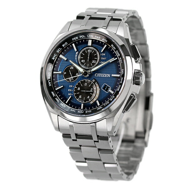 Citizen Eco Drive太阳能无线电钛计时码表AT8040-57L男士手表品牌蓝色AT8040-57L