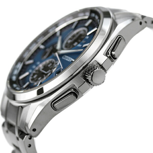 Citizen Eco Drive太阳能无线电钛计时码表AT8040-57L男士手表品牌蓝色AT8040-57L