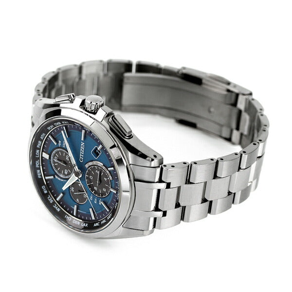 Citizen Eco Drive太阳能无线电钛计时码表AT8040-57L男士手表品牌蓝色AT8040-57L