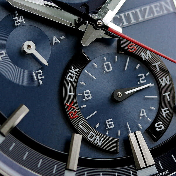 Citizen Act Line Eco Drive太阳能无线电钛男子手表品牌AT8186-51L公民行为蓝色黑色AT8186-51L