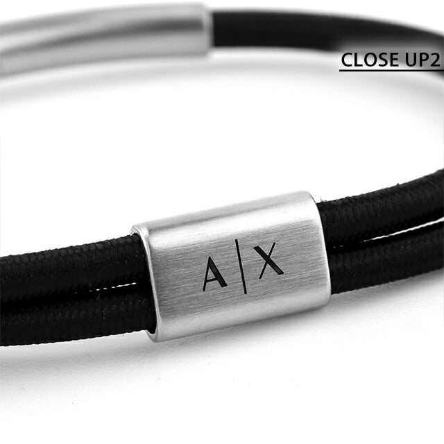 アルマーニ エクスチェンジ ブレスレット メンズ ブランド ステンレススチール ファブリック AXG0041040 シルバー ブラック アクセサリー AXG0041040