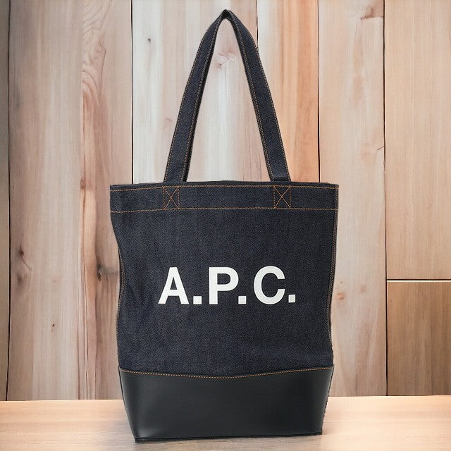 apcレザーデニムトートバッグ　アーペーセーデニムトートバッグ新品未使用　L アーペーセー A.P.C. トートバッグ デニムバッグ ロゴトート