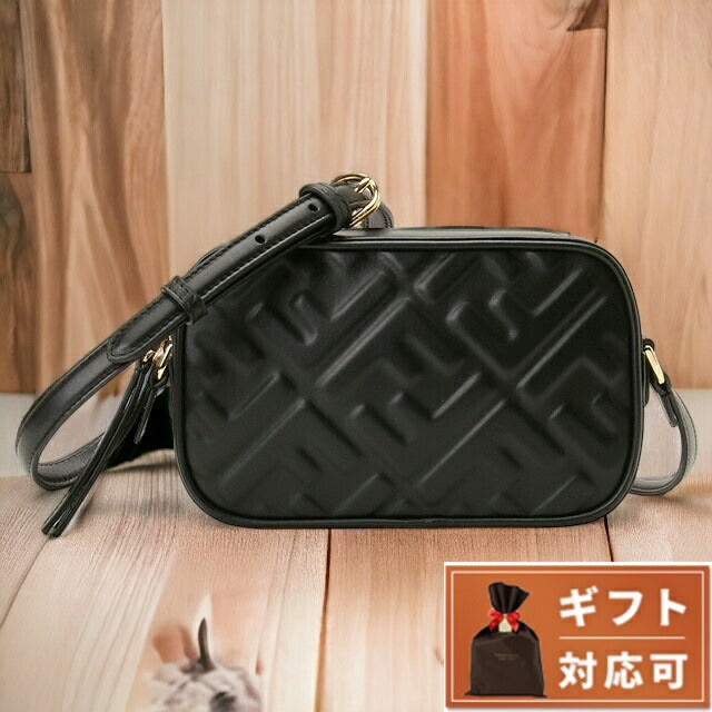 フェンディ FENDI FFエンボスロゴ　カメラケース 8BS077 ブラック　ゴールド金具 レザー ユニセックス ショルダーバッグ フェンディ FENDI FFエンボスロゴ カメラケース 8BS077 ブラック