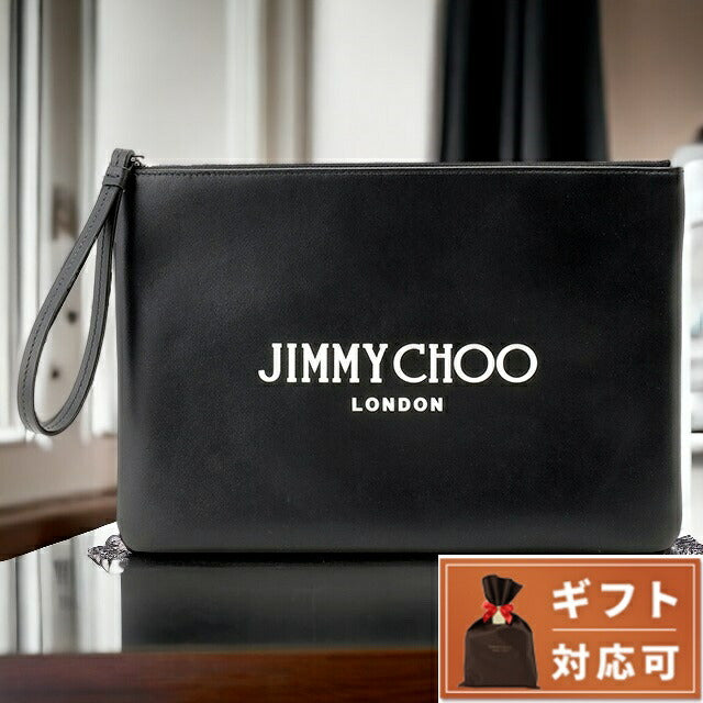 ジミーチュウ JIMMY CHOO ZIP POUCH ANR BLACK WHITE SILVER ハンドポーチ クラッチバッグ セカンドバッグ ブラック/ホワイト BBJM00229L