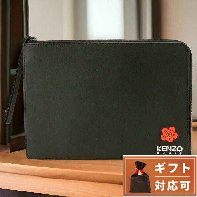 ケンゾー KENZO FD55PM402L43 043 99 ケンゾー クレスト ボケ フラワー ラージ クラッチバッグ ハンドポーチ ブラック メンズ BBKE00002M