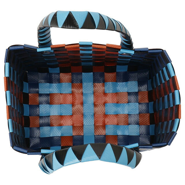 マル二 MARNI M00178 M00IW 0MC35 マルニキッズ マイクロバスケット かごバッグ ミニハンドバッグ ロゴ ピクニックバッグ ブルーマルチ BBMN00099L