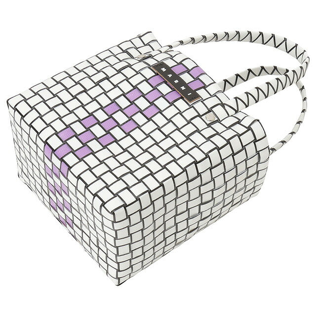 マル二 MARNI M00638 M00IW 0MC18 マルニキッズ ボックスバスケット かごバッグ ミニハンドバッグ ロゴ ピクニックバッグ ホワイトマルチ BBMN00103L