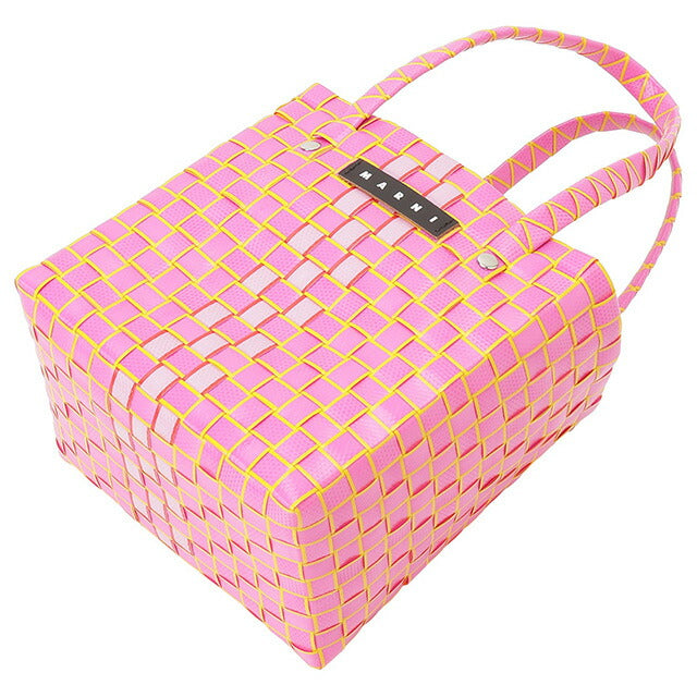 マル二 MARNI M00638 M00IW 0MC19 マルニキッズ ボックスバスケット かごバッグ ミニハンドバッグ ロゴ ピクニックバッグ ピンクマルチ BBMN00104L