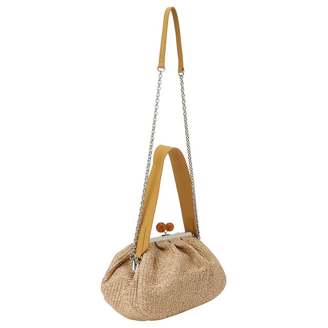 ウィークエンド マックスマーラ WEEKEND MAX MARA 2355110634600 001 パスティチーノ ラフィア風 がま口 クラッチバッグ ミディアム ショルダーバッグ BBMR00004L