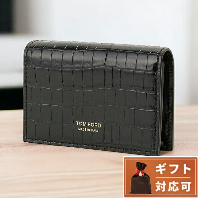 トムフォード　名刺入れ、カードケース　ブラック×ゴールド TOM FORD トムフォード 名刺入れ（カードケース） T LINE