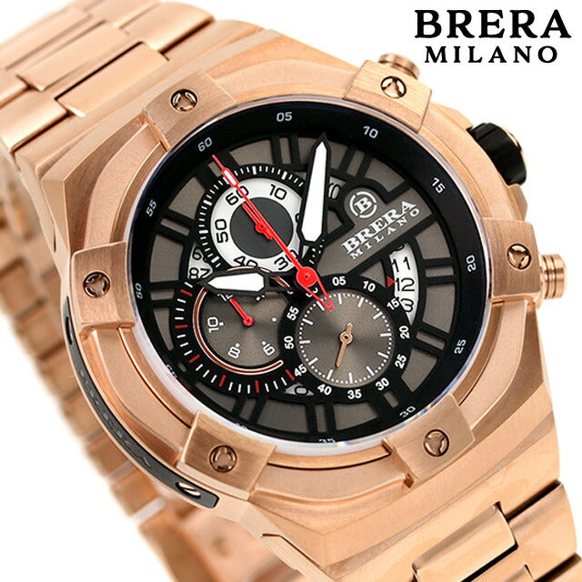ブレラ ミラノ スーパースポルティーボ エヴォ 腕時計 ブランド メンズ クロノグラフ BMSSQC4502C-BRC ブラック ピンクゴールド 黒 BMSSQC4502C-BRC